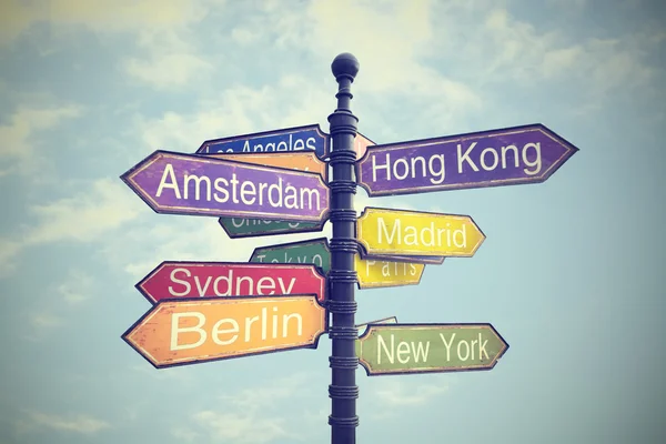 Signboard with directions to Countries — Stock Photo, Image