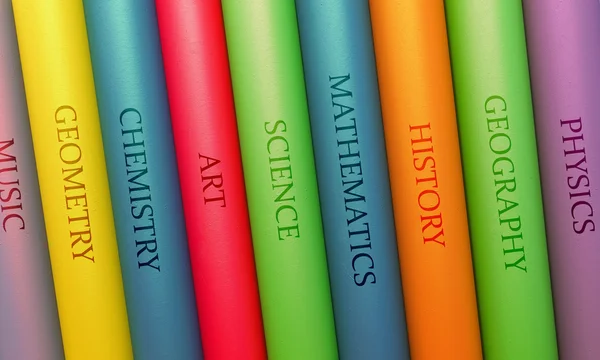 School educational books on on shelf — Stock Photo, Image