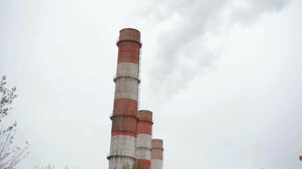 Tuyau avec fumée dans l'usine — Video