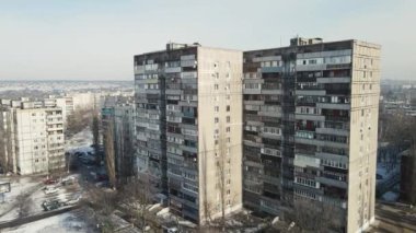 Eski Sovyet yüksek binaları. hava atışı