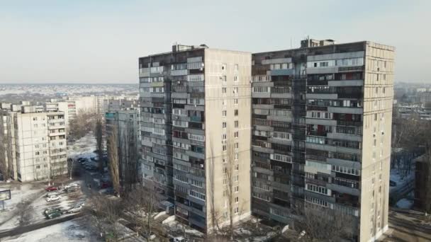 Staré sovětské budovy. letecké snímání — Stock video