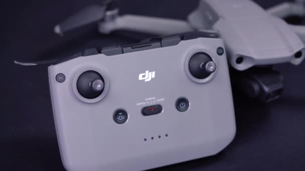 Dji brand marked on the console. 08 april 2021 moscow russia — Stock Video