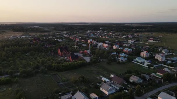 Small settlement. drone footage at sunset — Stock Video
