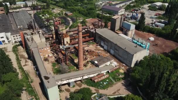 旧的废弃工厂。空中射击 — 图库视频影像