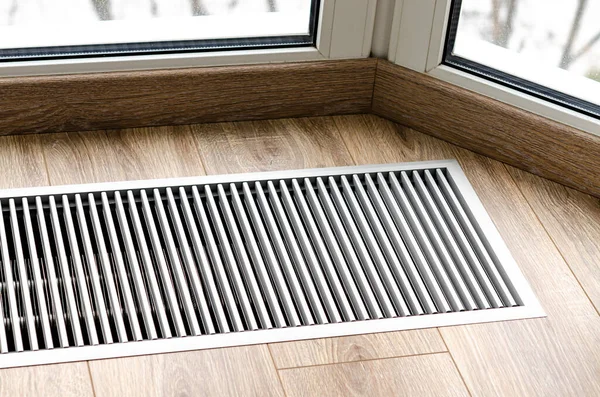 Protective Radiator Grille Built Floor Heating Panoramic Windows Heating Grid — Stock Photo, Image