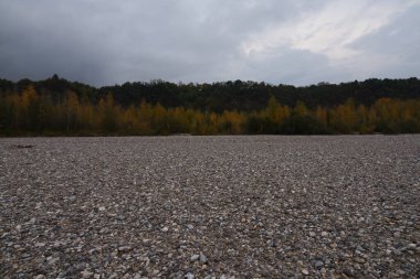 Sonbahar mevsimi boyunca Tagliamento nehri