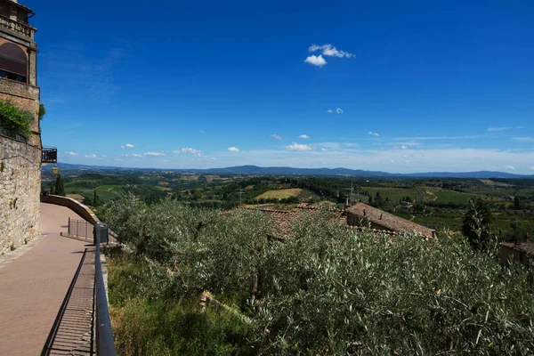 Panoramisch Uitzicht Een Beroemde Plek Italië San Gimignano Een Middeleeuws — Stockfoto