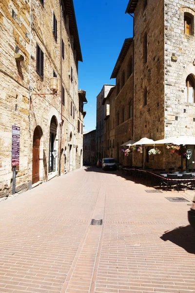 Panorámás Kilátás Egy Híres Hely Olaszországban San Gimignano Egy Középkori — Stock Fotó