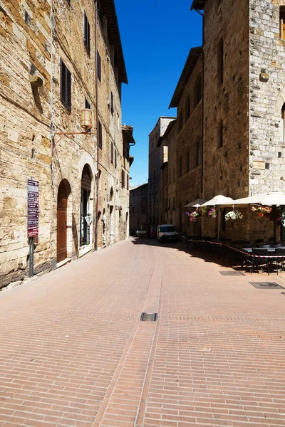 Panorámás Kilátás Egy Híres Hely Olaszországban San Gimignano Egy Középkori — Stock Fotó