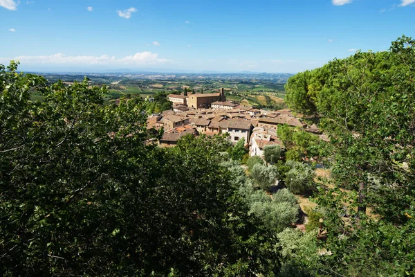 Vista Panorâmica Lugar Famoso Itália San Gimignano Uma Vila Medieval — Fotografia de Stock