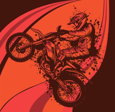 Soyut arkaplan ile motokros atlayışı, vektör illüstrasyonu