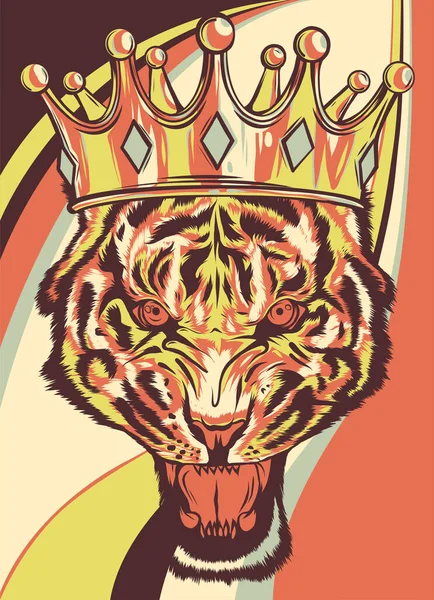 León con ilustración de vector de fondo de color corona — Vector de stock