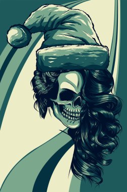 kafatası Noel Baba şapka vektör çizimi