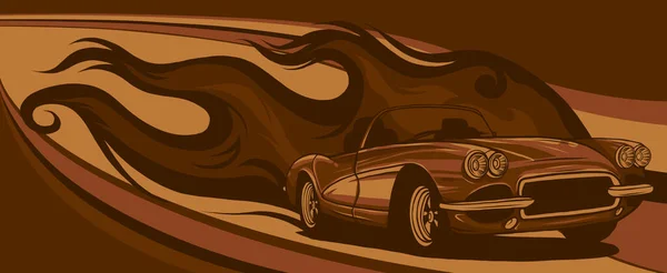 Illustrazione su ordinazione classica calda del vettore del fumetto dell'automobile — Vettoriale Stock