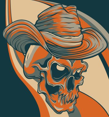 Gangster kafatası dövmesi. Puro ve şapka taşıyıcı ile ölüm kafası