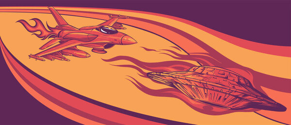 Пространство боевых звёзд из вектора НЛО и самолета