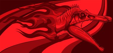 Alev vektör illüstrasyon tasarımlı dinozor Spinosaurus kafası