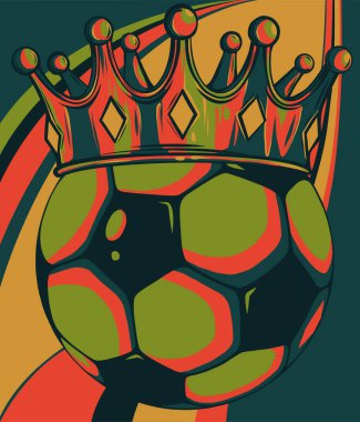 Futbol topu vektör illüstrasyonunda altın taç