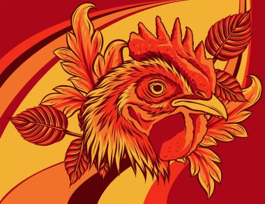 Çiçek vektör illüstrasyonlu tavuk horozu kafası