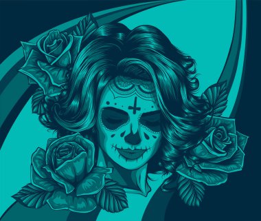 İskeleti olan kız çiçekle barışır.