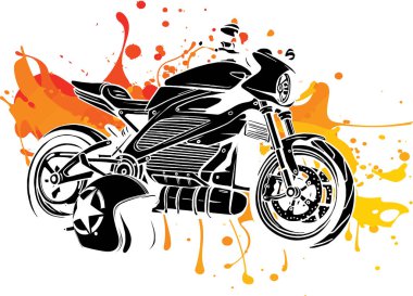 Motosikletin miğferli tasarım vektörü çizimi