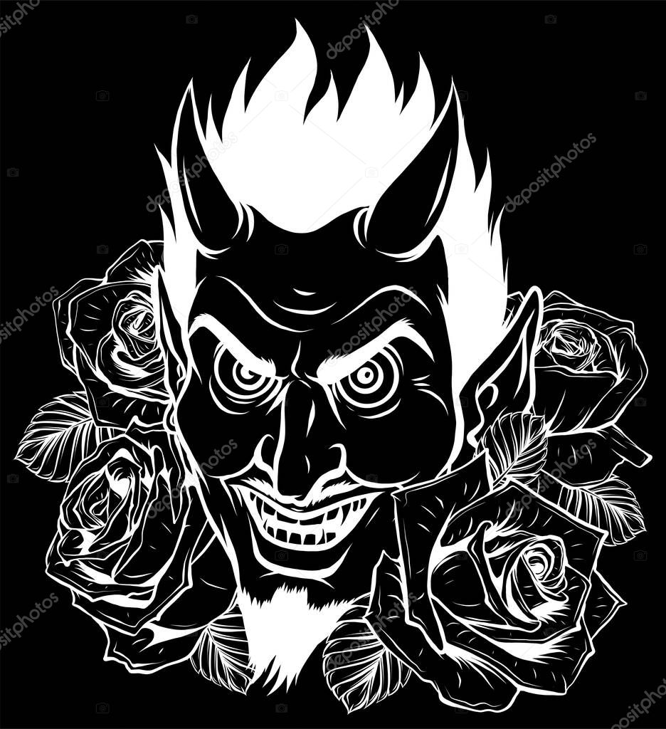 Graphic Vector Image of a Demon or Devil silhouette in black background