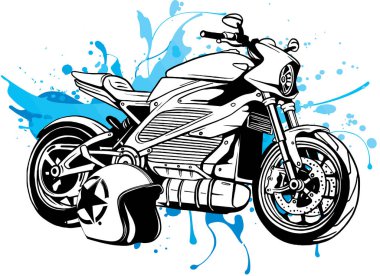 Motosikletin miğferli tasarım vektörü çizimi