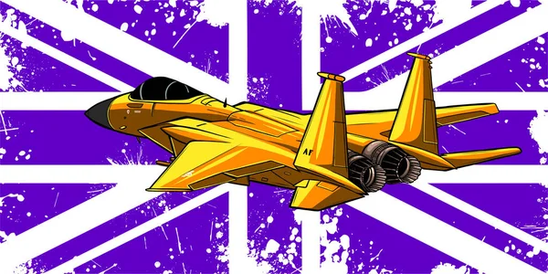 Jatos de combate militar com ilustração vetorial de bandeira inglesa —  Vetores de Stock