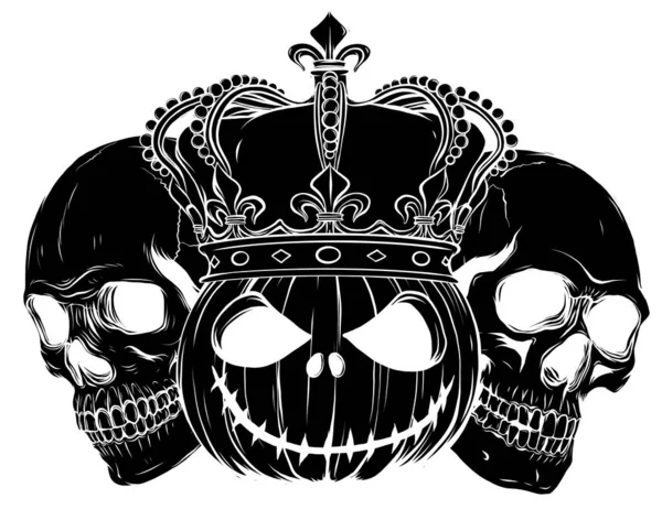 Cadılar Bayramı kafatası silueti ve pupmkids vektör görüntüsü