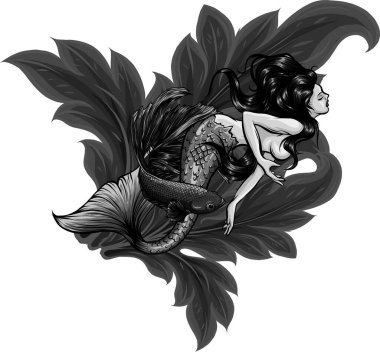 Güzellik Saçlı Siren Kızları Çizimi