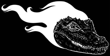 Gaddar timsah kafasının beyaz silueti alevler içinde