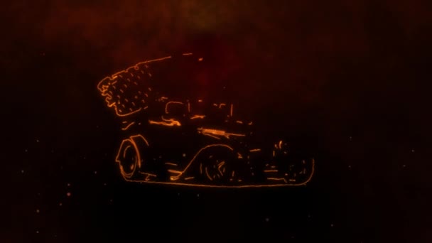 Amerikan bayrağı taşıyan animasyon ateşli araba. — Stok video