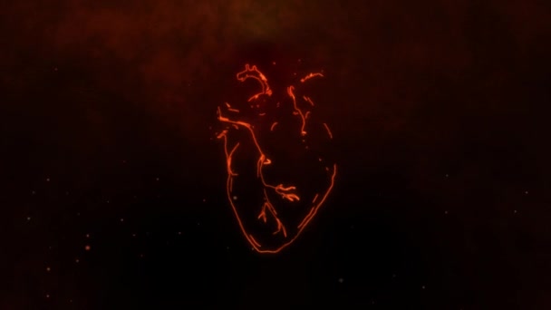 Video di cuore umano con animazione fiamme — Video Stock