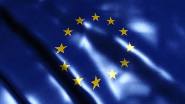 Флаг Европы, медленно машущий ветром — стоковое видео
