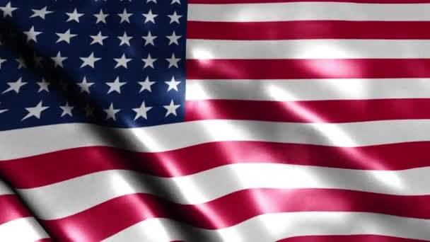 American flag video. US American Flag Blowing Close Up. US Flags Motion Loop HD resolution USA Background. — Stock Video
