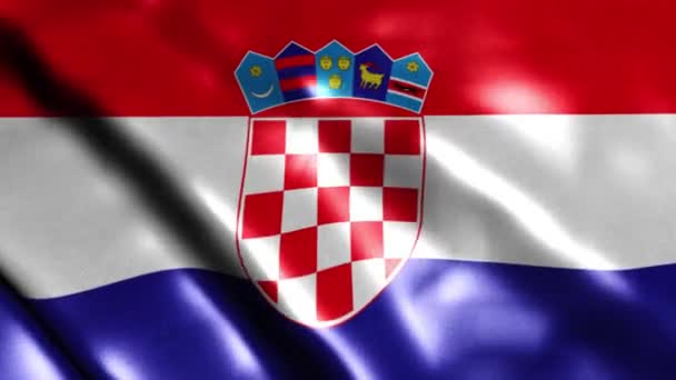 Bandera de Croacia está agitando la animación 3D. Bandera de Croacia ondeando en el viento. — Vídeo de stock