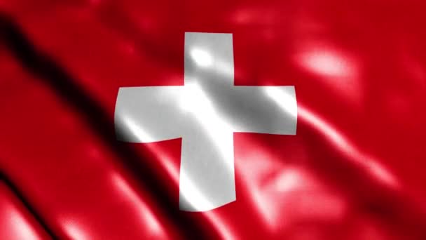 Schweiz flagga tyg yta bakgrund animation — Stockvideo