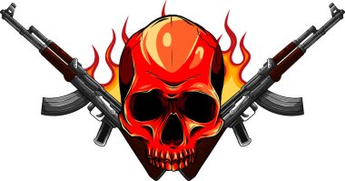 Kalaşnikof AK-47 makineli tüfekli Kurukafa vektörü.