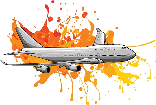 Ilustración vectorial arte del avión de color volando — Vector de stock