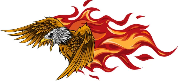 Векторна ілюстрація орла з дизайном полум'я — стоковий вектор