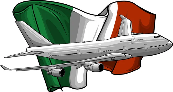 Vektorillustration des Flugzeugs mit italienischer Flagge — Stockvektor