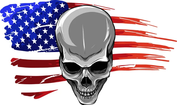 Vector illustartion de cráneo con bandera americana — Archivo Imágenes Vectoriales
