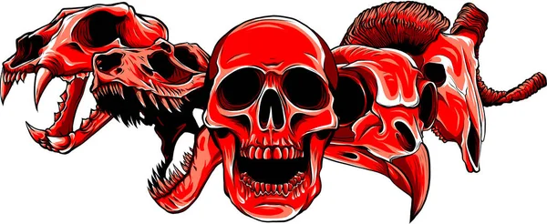 Ilustración vectorial de diseño de arte de cráneo animal — Vector de stock