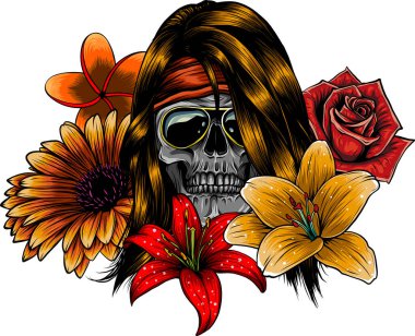 Lily çiçekli Kurukafa 'nın vektör çizimi