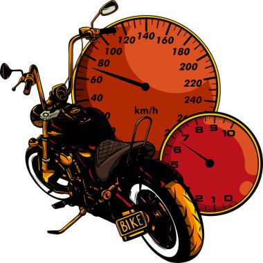 Hız ölçer vektör illüstrasyon tasarımlı özel motosiklet