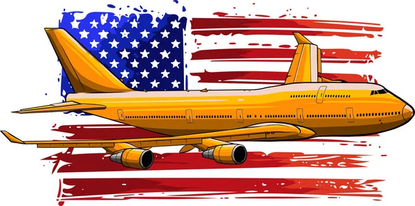 Vectorillustratie van vliegtuig met Amerikaanse vlag — Stockvector