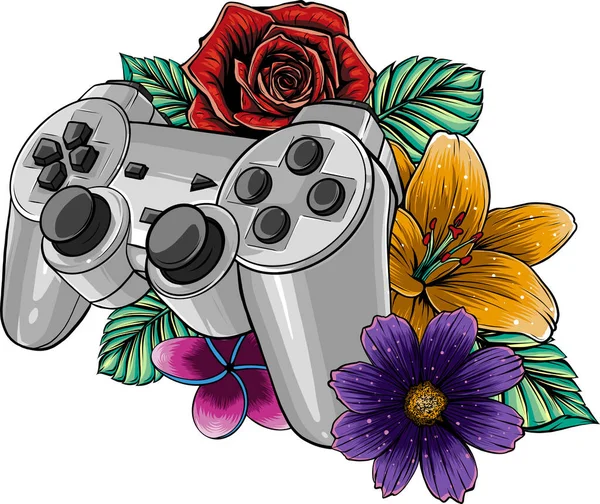 Pad de jeu avec une fleur pour vecteur de jeu — Image vectorielle