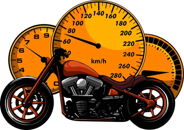 Moto personnalisée avec illustration vectorielle du compteur de vitesse — Image vectorielle