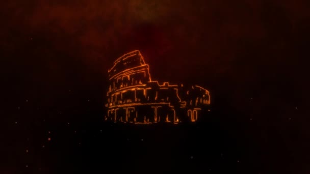 Colosseum that lights up in the dark with lights — Stock Video