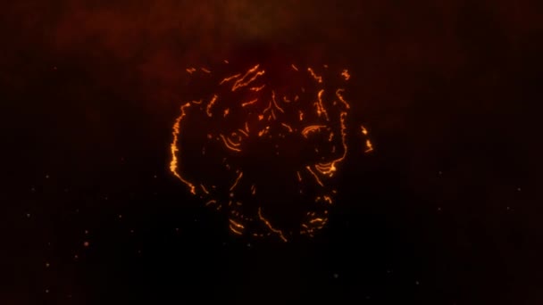 Tiger Eyes Mascot flames animation — Stock Video